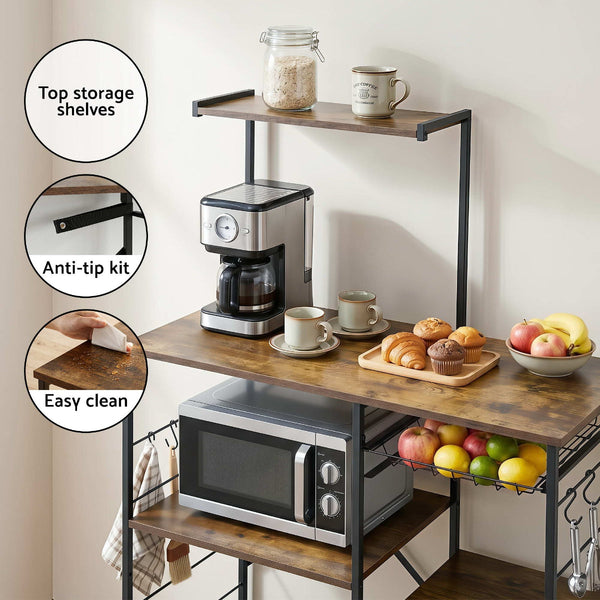 Artiss 4 Tier Kitchen Rack With Pull Out Basket And Hooks Racks & Holders