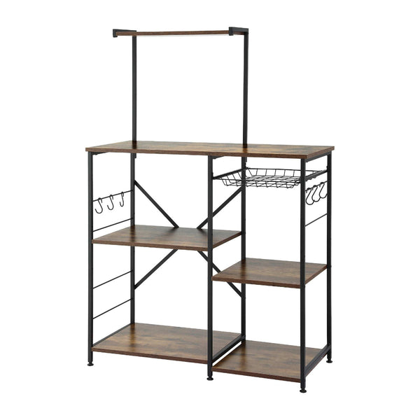 Artiss 4 Tier Kitchen Rack With Pull Out Basket And Hooks Racks & Holders
