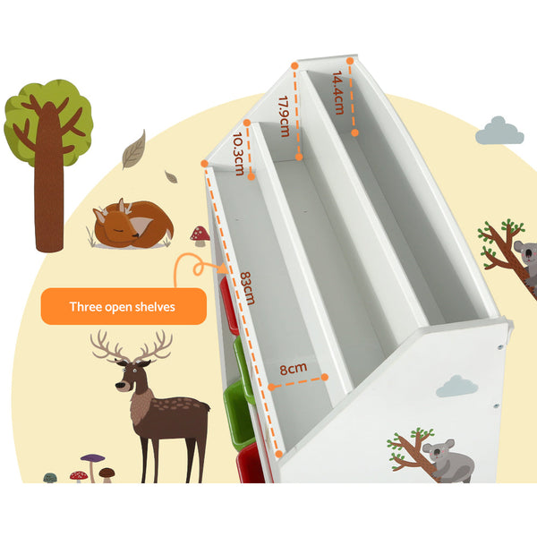 Keezi 3 Tiers Kids Bookshelf Storage Children Bookcase Toy Box Organiser Rack 6 Bins Kids Bookshelves