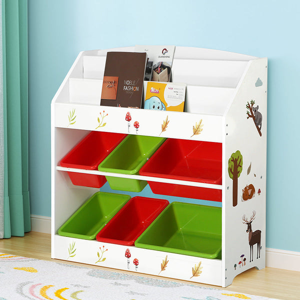 Keezi 3 Tiers Kids Bookshelf Storage Children Bookcase Toy Box Organiser Rack 6 Bins Kids Bookshelves