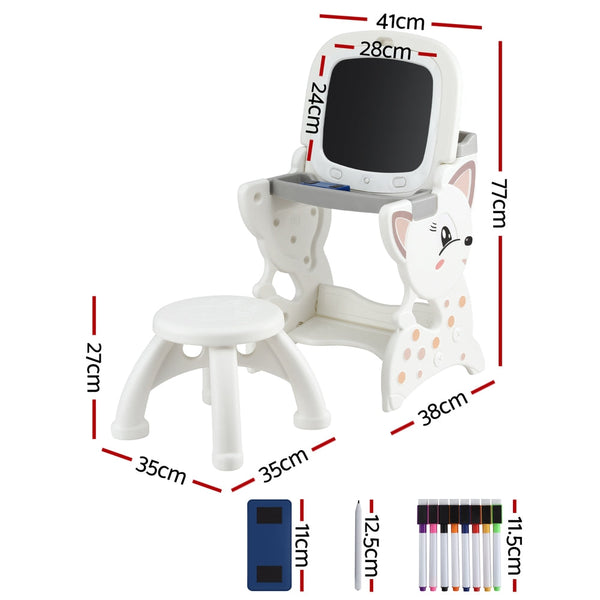 Keezi Kids Table And Chair Set 2 In 1 Easel Desk Stool W/ Lcd Writing Tablet Kids Play Table & Chair Sets