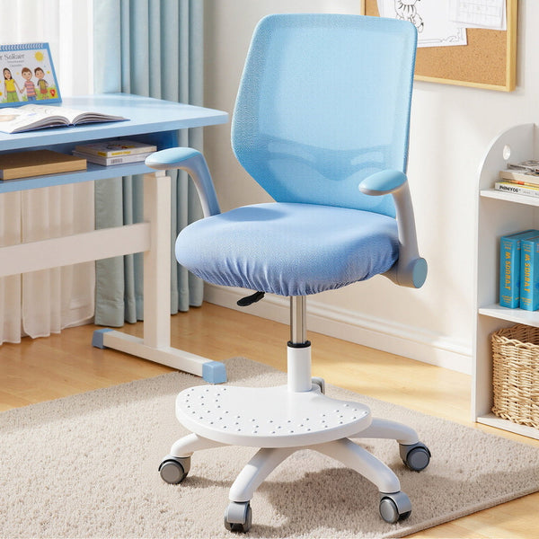 Keezi Kids Ergonomic Study Chair Adjustable W/ Wheels Footrest Blue Office Chairs