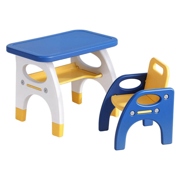Keezi Kids Table And Chair Set Hdpe Toddler Activity Play Set Blue/Yellow Kids Play Table & Chair Sets