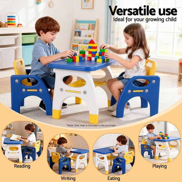 Keezi Kids Table And Chair Set Hdpe Toddler Activity Play Set Blue/Yellow Kids Play Table & Chair Sets