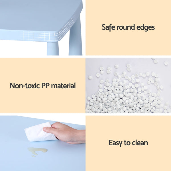 Keezi Kids Table And Chairs Set Blue For Little One Kids Tables