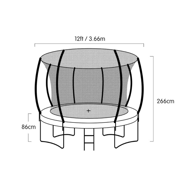 Kahuna 12Ft Outdoor Trampoline Kids Children With Safety Enclosure Pad Mat Ladder Basketball Hoop Set Pink Trampolines