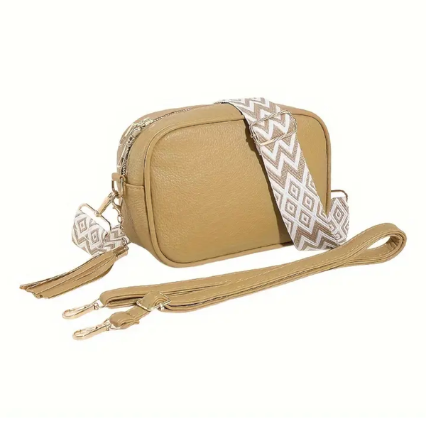 Elosung Khaki Trendy Crossbody Shoulder Bag With Tassel Accent Compact And Stylish Women Backpacks