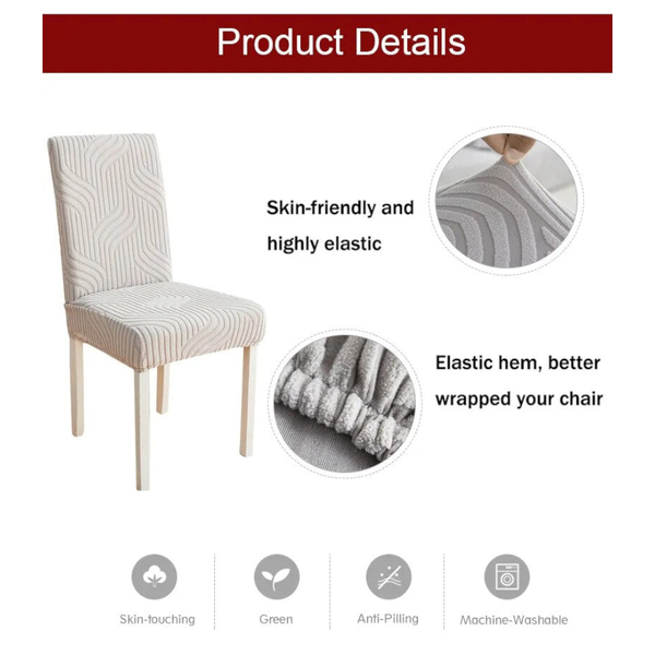 Chair Cover Light Grey Puzzle Design Anti Dirt Elastic Material For Dining Room Kitchen Slipcovers