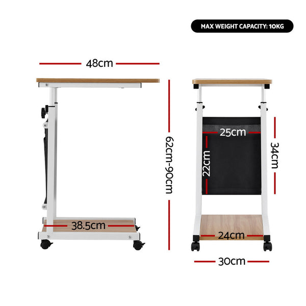 Artiss Laptop Desk Height Adjustable Mobile Workstation Computer Desks 48Cm Oak Laptop Desks