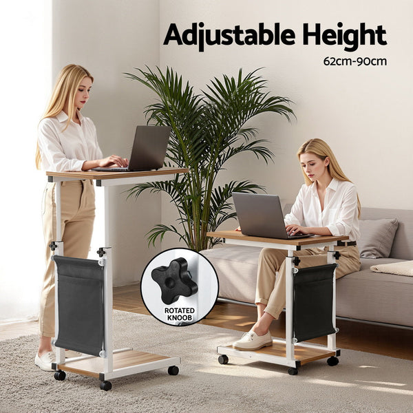 Artiss Laptop Desk Height Adjustable Mobile Workstation Computer Desks 48Cm Oak Laptop Desks