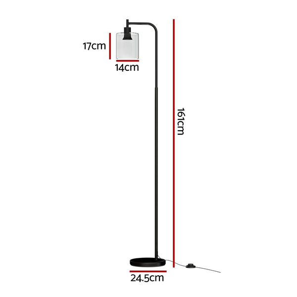 Artiss Floor Lamp Light Stand Modern Home Living Room Office Reading Glass Shade Black Floor Lamps