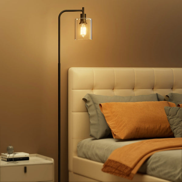 Artiss Floor Lamp Light Stand Modern Home Living Room Office Reading Glass Shade Black Floor Lamps