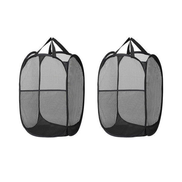 Artiss 2X Laundry Basket Hamper Foldable Black Laundry Baskets & Hampers