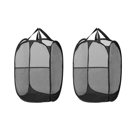 Artiss 2X Laundry Basket Hamper Foldable Black Laundry Baskets & Hampers
