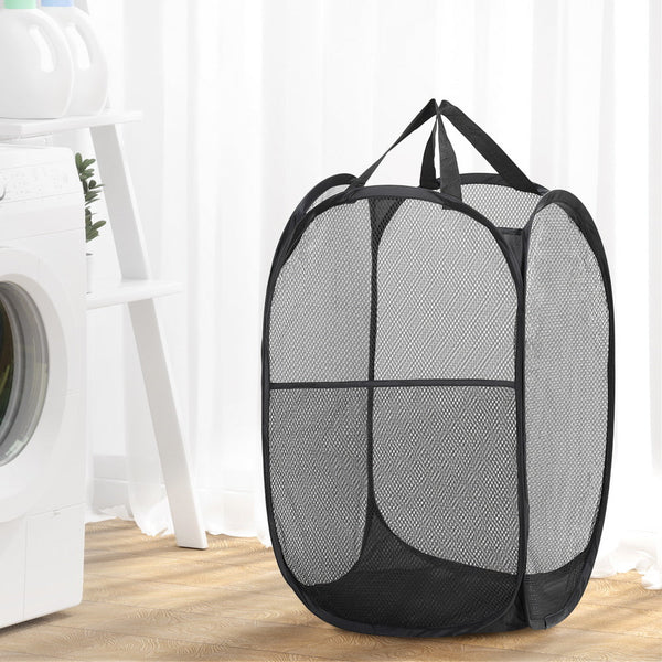 Artiss 2X Laundry Basket Hamper Foldable Black Laundry Baskets & Hampers