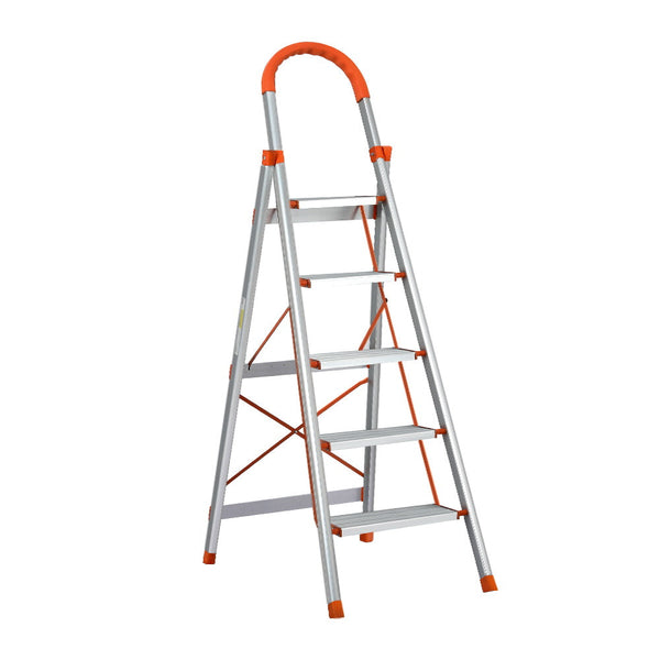Giantz 5 Step Ladder Multi Purpose Folding Aluminium Light Weight Non Slip Platform Folding & Step Ladders