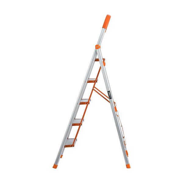 Giantz 5 Step Ladder Multi Purpose Folding Aluminium Light Weight Non Slip Platform Folding & Step Ladders