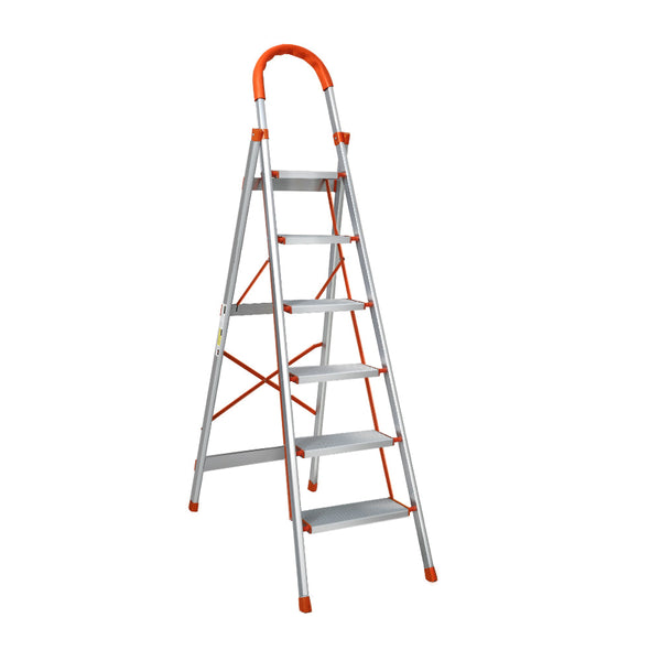 Giantz 6 Step Ladder Multi Purpose Folding Aluminium Light Weight Non Slip Platform Folding & Step Ladders
