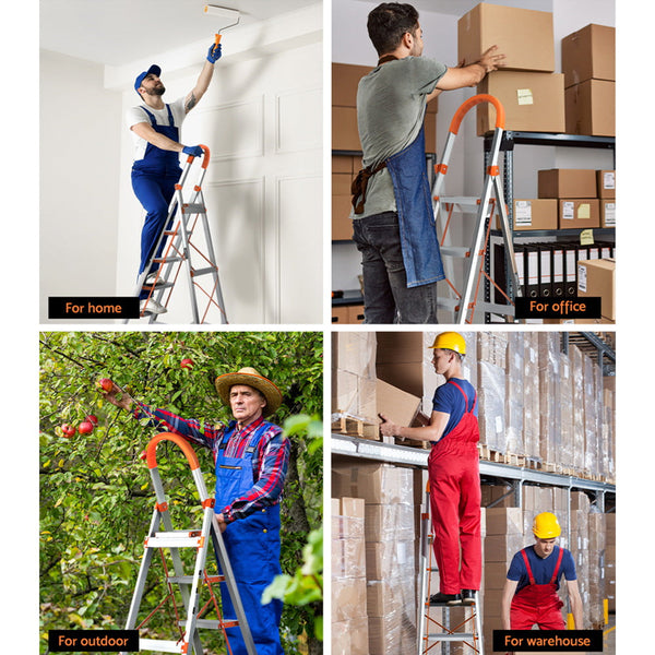 Giantz 6 Step Ladder Multi Purpose Folding Aluminium Light Weight Non Slip Platform Folding & Step Ladders