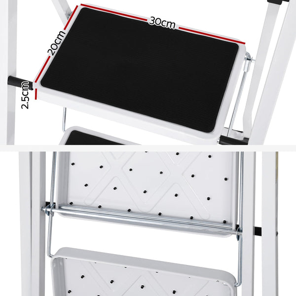 Giantz 2 Step Ladder Multi Purpose Folding Steel Light Weight Platform Folding & Step Ladders