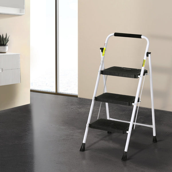 Giantz 3 Step Ladder Multi Purpose Folding Steel Light Weight Platform Folding & Step Ladders