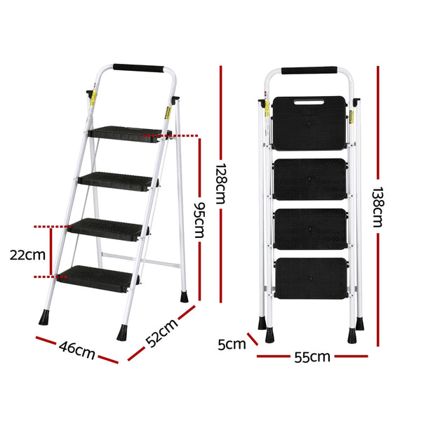 Giantz 4 Step Ladder Multi Purpose Folding Steel Light Weight Platform Folding & Step Ladders