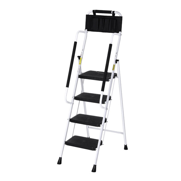 Giantz 4 Step Ladder Multi Purpose Folding Steel Platform Tool Bag Handrails Folding & Step Ladders