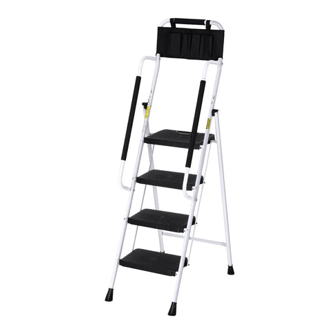 Giantz 4 Step Ladder Multi Purpose Folding Steel Platform Tool Bag Handrails Folding & Step Ladders