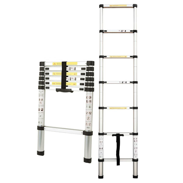 Bullet 2M Telescopic Aluminium Ladder Alloy Extension Extendable Steps Folding & Step Ladders