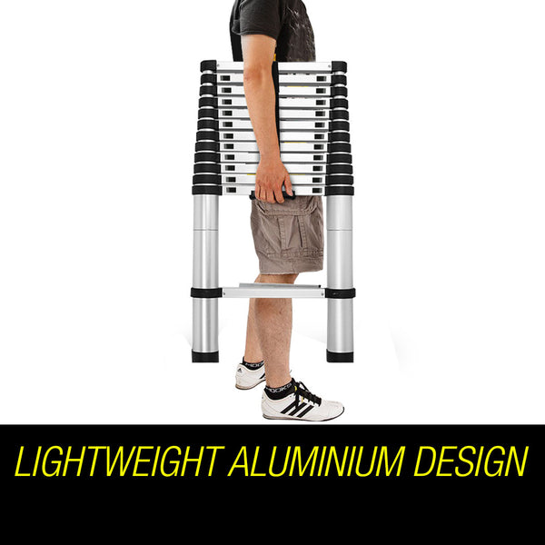 Bullet 3.8M Telescopic Aluminium Ladder Alloy Extension Extendable Steps Multi Portable Ladders
