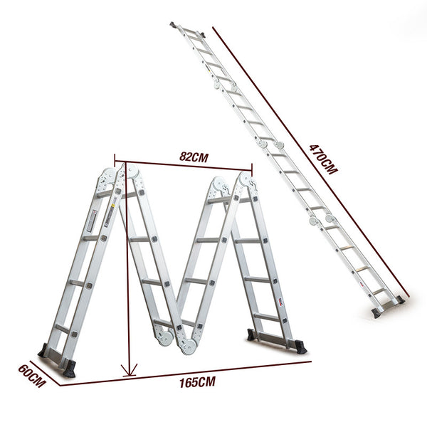 Bullet Pro 4.7M Multi Purpose Ladder Aluminium Extension Folding Adjustable Step Ladders