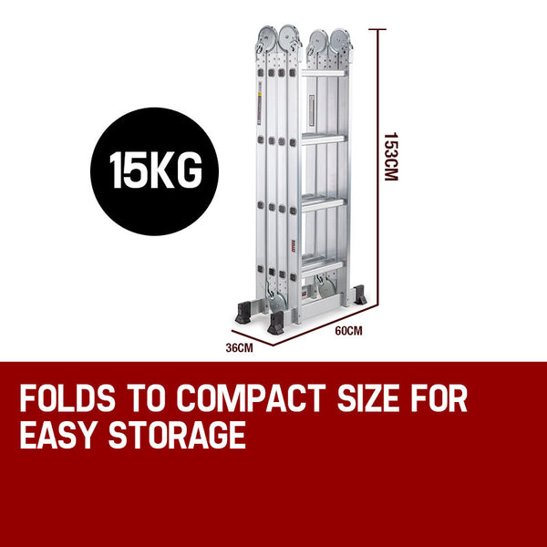 Bullet 5.8M Multipurpose Ladder Aluminium Extension Folding Adjustable Step Ladders