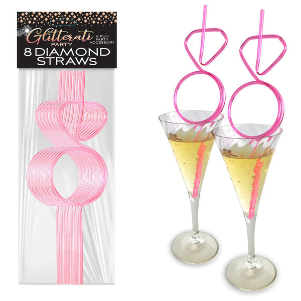 Glitterati Diamond Ring Straws Set Hens Party Novelty Of 8 Party Gags & Tricks