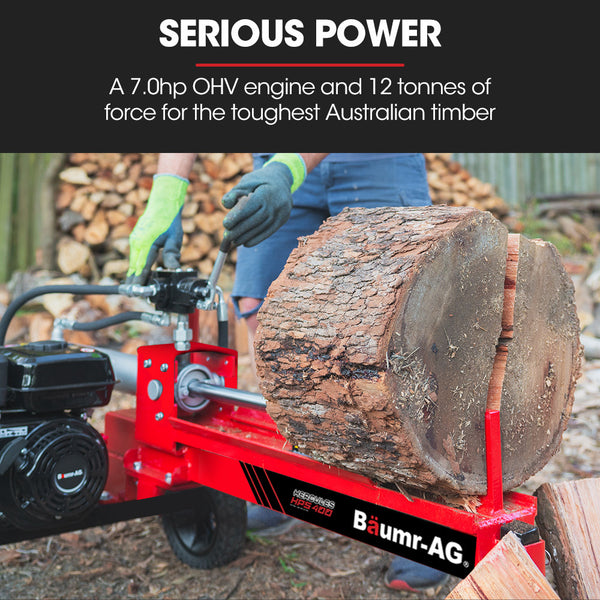 Baumr Ag 12 Tonne Petrol Hydraulic Wood Log Splitter Hps400 Log Splitters