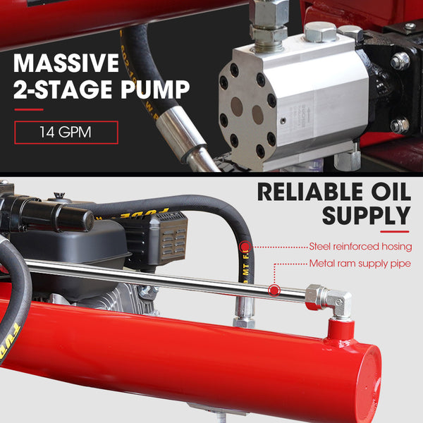 Baumr Ag 20 Tonne Hydraulic Petrol Log Splitter 8Hp Towed Wood Firewood Cutter Hps600 Log Splitters
