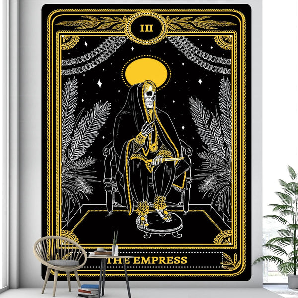 Tapestry Black Yellow Empress 95X70 Cm Tarot Card Psychedelic Scene Art Decoration Tapestries