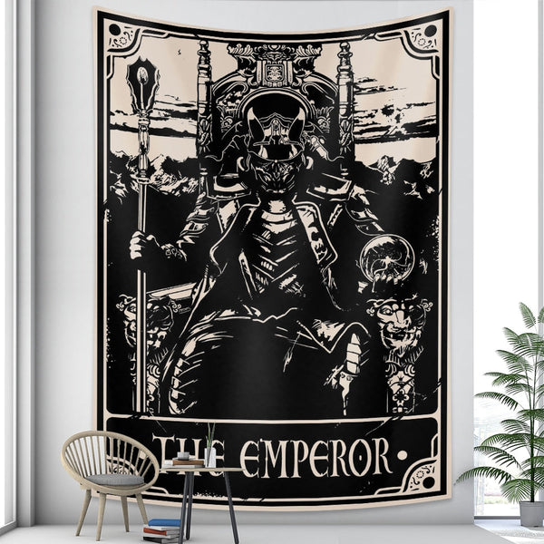 Tapestry Black Emperor 150X150 Cm Tarot Card Psychedelic Scene Art Decoration Tapestries