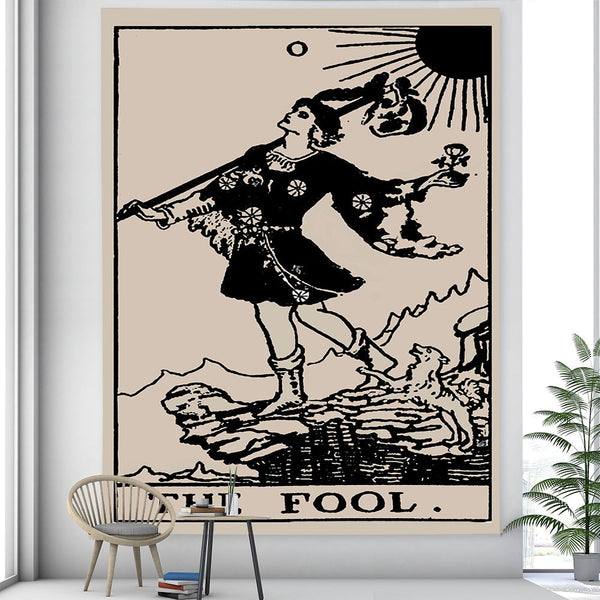 Tapestry Beige Fool 230X150 Centimetre Tarot Card Psychedelic Scene Art Decoration Tapestries