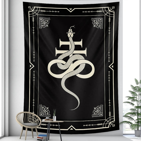 Tapestry Black Snake 230X180 Cm Psychedelic Scene Art For Decor Tapestries