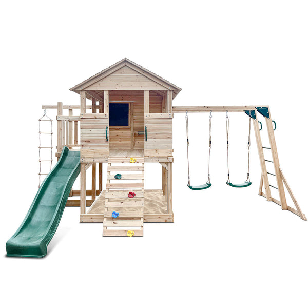 Lifespan Kids Kingston Cubby House With 2.2M Green Slide Cubby Houses