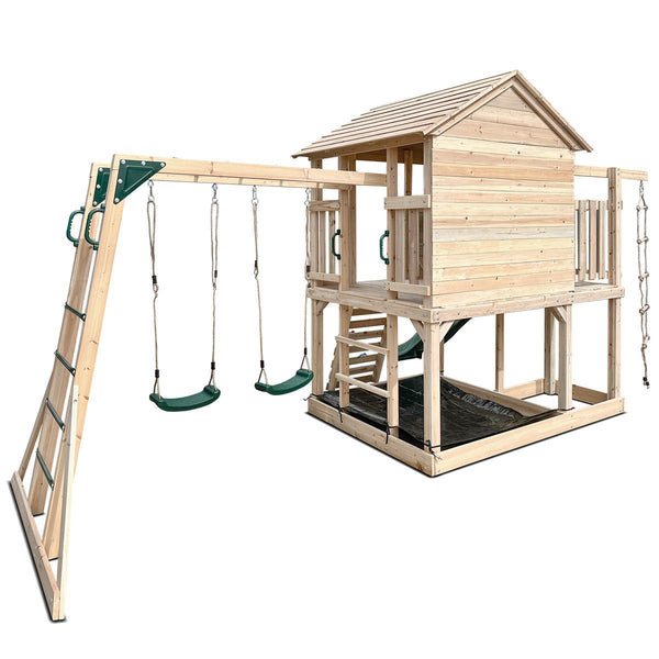 Lifespan Kids Kingston Cubby House With 2.2M Green Slide Cubby Houses