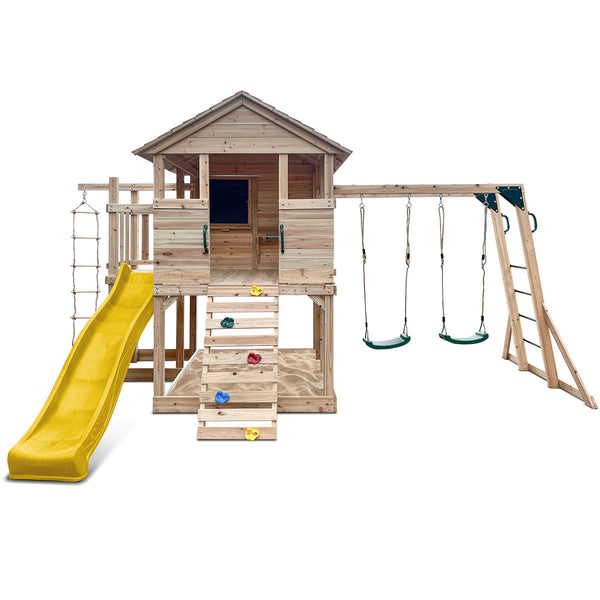 Lifespan Kids Kingston Cubby House With 2.2M Yellow Slide Cubby Houses