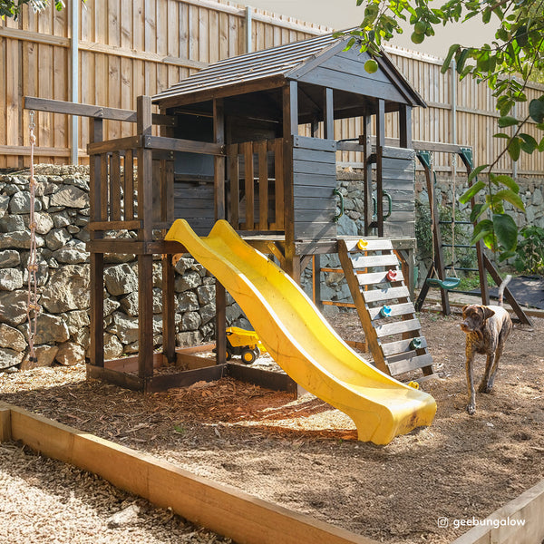 Lifespan Kids Kingston Cubby House With 2.2M Yellow Slide Cubby Houses