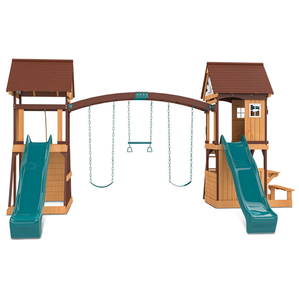 Lifespan Kids Armadale Play Centre Set With 2 X 2.2M Green Slides
