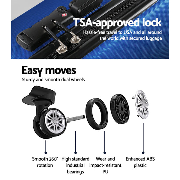 Wanderlite 2Set 20 28 Inch Luggage With Tsa Lock Spinner Carry On Hard Shell Travel Suitcase Luggage Case Blue Suitcases