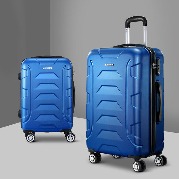 Wanderlite 2Set 20 28 Inch Luggage With Tsa Lock Spinner Carry On Hard Shell Travel Suitcase Luggage Case Blue Suitcases