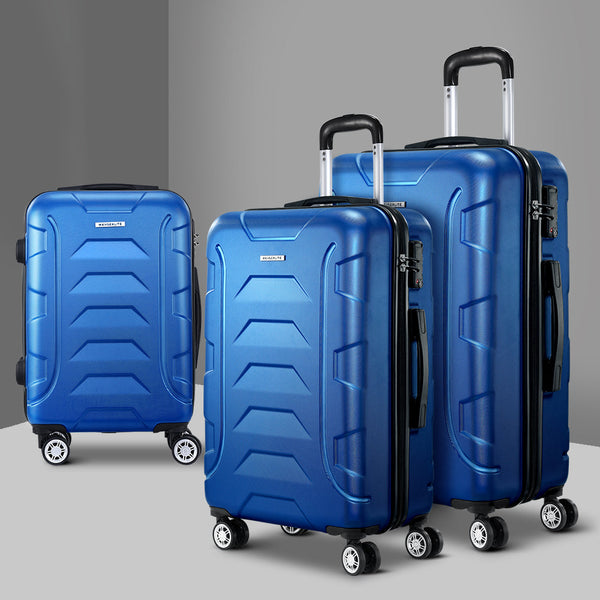 Wanderlite 3Set 20 24 28 Inch Luggage With Tsa Lock Spinner Carry On Hard Shell Travel Suitcase Luggage Case Blue Suitcases
