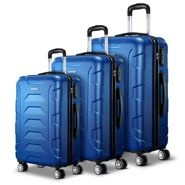 Wanderlite 3Set 20 24 28 Inch Luggage With Tsa Lock Spinner Carry On Hard Shell Travel Suitcase Luggage Case Blue Suitcases