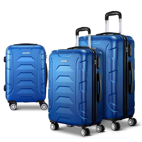 Wanderlite 3Set 20 24 28 Inch Luggage With Tsa Lock Spinner Carry On Hard Shell Travel Suitcase Luggage Case Blue Suitcases
