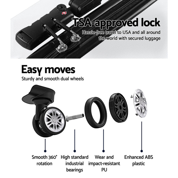 Wanderlite 3Set 20 24 28 Inch Luggage With Tsa Lock Spinner Carry On Hard Shell Travel Suitcase Luggage Case Silver Suitcases